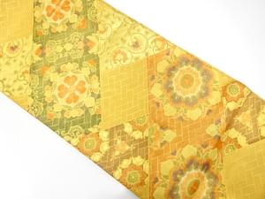 佐賀錦　斜め格子に華紋織り出し　袋帯